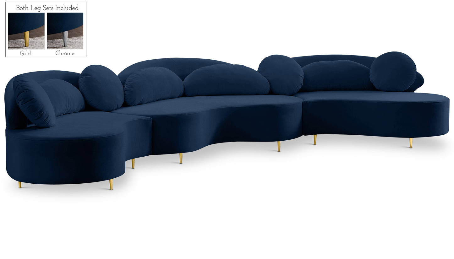 Vivacious Velvet 3pc. Sectional