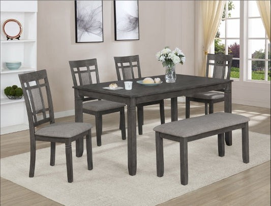 2325SET-GY PAIGE 6-PC DINETTE SET WITH BENCH