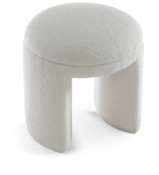 Bowen Faux Shearling Teddy Fabric Ottoman / Stool