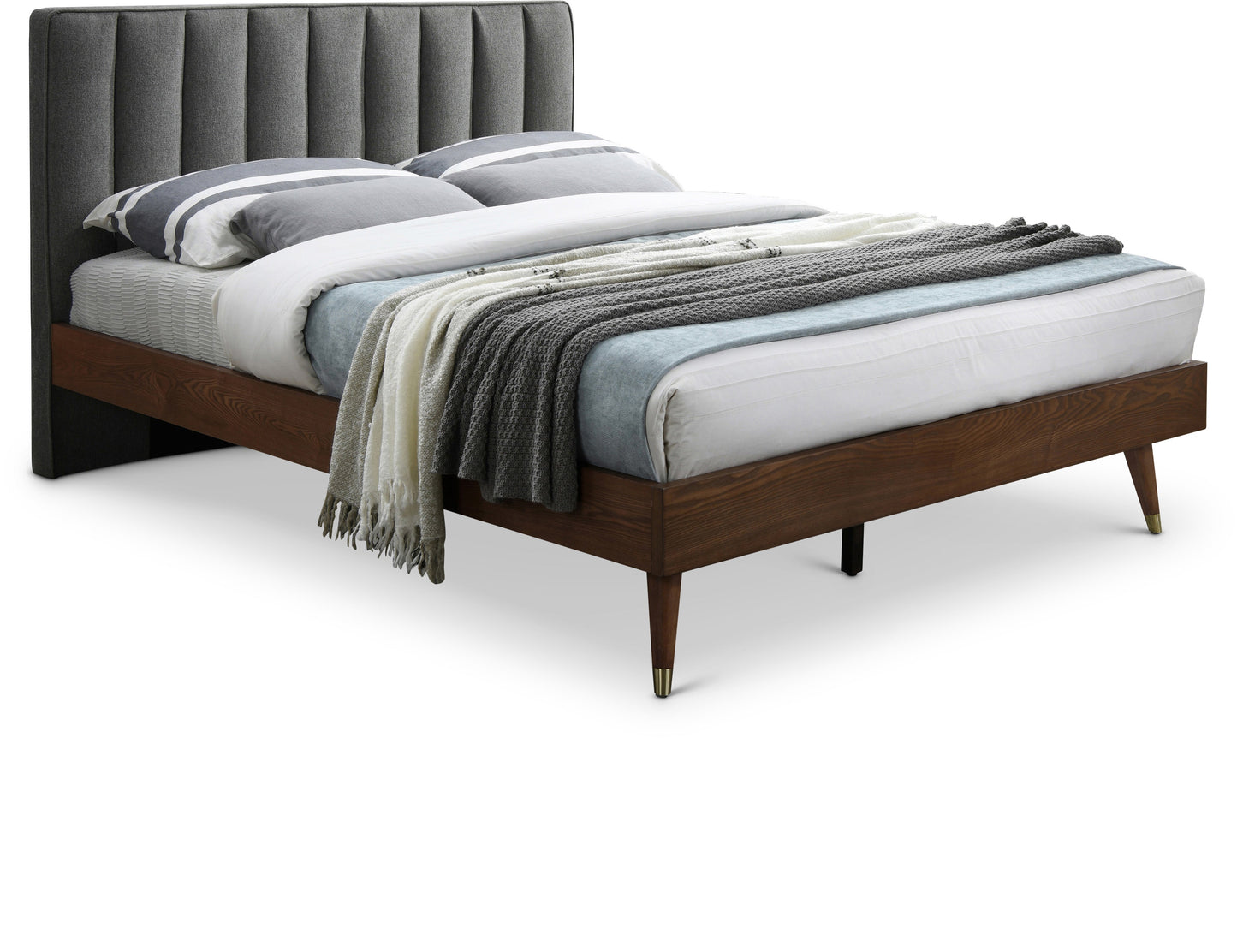 Vance Mid-Century Modern Linen Textured Bed