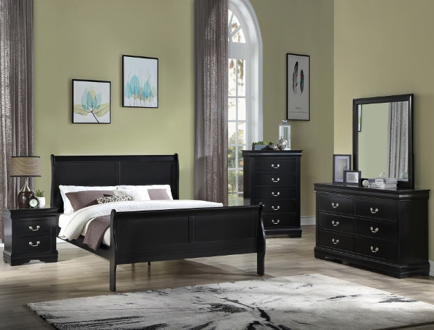 SETB3950 LOUIS PHILIP BLACK BEDROOM GROUP