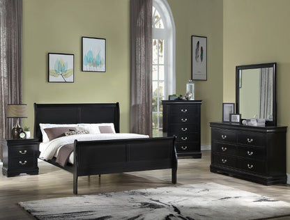 SETB3950 LOUIS PHILIP BLACK BEDROOM GROUP